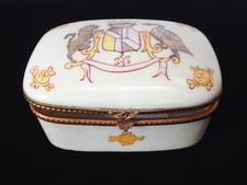 Caixa de bugigangas de porcelana vintage assinada FBS, pintada à mão na França, usado comprar usado  Enviando para Brazil