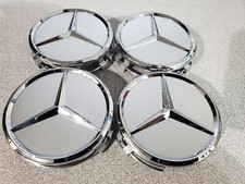 Conjunto de 4 tampas de cubo de aro central de roda 75 mm para Mercedes-Benz Silver Chrome Star comprar usado  Enviando para Brazil