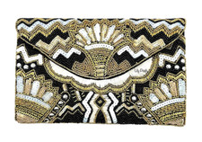Bolsa de mão com miçangas, bolsa de mão tiracolo preta e dourada, casamento formal nupcial comprar usado  Enviando para Brazil