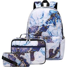 Mochila escolar para meninas adolescentes mochila de mármore com lancheira estojo de lápis Ki... comprar usado  Enviando para Brazil