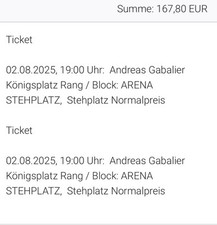 Tickets andreas gabalier gebraucht kaufen  München