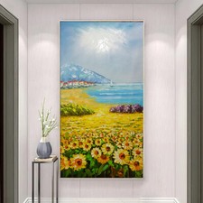 Pintura a óleo de girassol pintada à mão casa paisagem sobre tela na sala de estar comprar usado  Enviando para Brazil