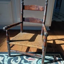 Cadeira Antiga para Crianças/Bonecas Faux Bamboo Rush Seat Slat Back Chair comprar usado Cadeira Antiga para Crianças/Bonecas Faux Bamboo Rush Seat Slat Back Chair comprar usado  Enviando para Brazil