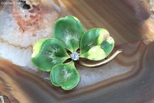 Usado, Broche trevo de ouro 14K quatro folhas com destaque de diamante comprar usado  Enviando para Brazil