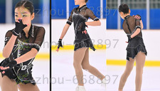 Vestido de patinaje sobre hielo vestido de patinaje artístico de competición disfraz giratorio negro segunda mano  Embacar hacia Mexico