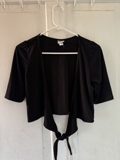 Capa Bolero Sajeela Cropped Tie Front Shrug Preta Manga Curta Aproximadamente P comprar usado  Enviando para Brazil