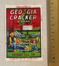 ¡Solo etiqueta! Etiqueta original de petardo marca Geo'gia cracker EE. UU. FCP180, usado segunda mano  Embacar hacia Argentina