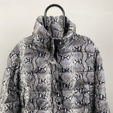 JAQUETA ACOLCHOADA COM ESTAMPA DE COBRA CINZA CUSTO COM ZÍPER BOTÃO COM ZÍPER Y2K REINO UNIDO XS, usado comprar usado  Enviando para Brazil