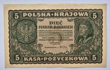 Poland Banknot 5 Polish Mark 1919 Piec Marek Polkuch XF Extremely Fine  na sprzedaż  Wysyłka do Poland