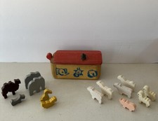 Antigo Miniatura 15 Peças Brinquedo de Madeira Arca de Noé Feito à Mão Itália *Incompleto* Raro comprar usado  Enviando para Brazil