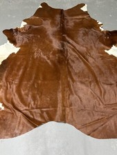 Alfombra brasileña de cuero de vaca - Grande - Marrón y blanco - Pelo sobre piel segunda mano  Embacar hacia Mexico