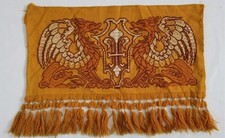 Tapeçaria vintage francesa bordada à mão cena heráldica 61x32cm  comprar usado  Enviando para Brazil