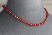 Usado, COLAR REDONDO ÁGATA VERMELHA 6MM ~ PRATA ESTERLINA 19" comprar usado  Enviando para Brazil