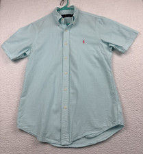 Camisa masculina Ralph Lauren botão para baixo listra Seersucker branca água S/P manga curta comprar usado  Enviando para Brazil