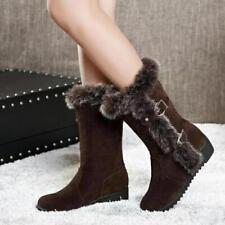 Usado, Botas de neve femininas inverno quente meia panturrilha forrada de pele fivela plana sapatos longos casuais comprar usado  Enviando para Brazil