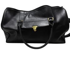 Bolsa para pernoite Montblanc couro preto alça ajustável fecho frontal bolso quebrado, usado comprar usado  Enviando para Brazil