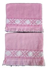Toalha Martex de algodão ponta dos dedos rosa com design de cetim franja conjunto de 2 EUA VINTAGE comprar usado  Enviando para Brazil