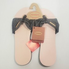 Chinelos Havaianas femininos St. Tropez brilho rosa balé rosa tamanho 7-8 novos com etiquetas comprar usado  Enviando para Brazil