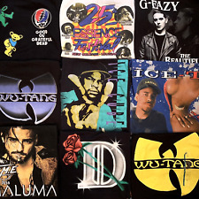 Lote 9 camisetas Rap Hip Hop revenda atacado turnê concerto 2 lados mix camisetas WuTang comprar usado  Enviando para Brazil