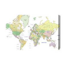 Używany, Obraz na płótnie Mapa świata Edukacyjna kolorowa  Premium Canvas na sprzedaż  PL