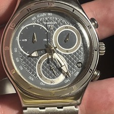 Genuíno Swatch Irony Chrono relógio masculino acabamento oblíquo cinza cronógrafo Swiss Runs comprar usado Genuíno Swatch Irony Chrono relógio masculino acabamento oblíquo cinza cronógrafo Swiss Runs comprar usado  Enviando para Brazil