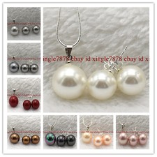 Conjunto de brincos e pingente de pérola concha redonda multicolorida mar do sul 10-14 mm, usado comprar usado  Enviando para Brazil