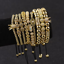 Usado, Elegante Masculino Feminino Micro Pave Coroa Zircônia Cúbica Cordão De Cobre Trançado Pulseiras De Macramê Presentes comprar usado  Enviando para Brazil