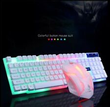 Teclado Blanco Gamer PC Con Retroiluminación Y Ratón Gamer LED Cableado USB comprar usado  Enviando para Brazil