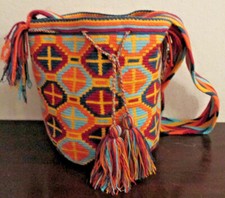 Bolsa Wayuu Mochila Balde Boho Colômbia Riocha Amarelo Azul Laranja Borgonha #48 comprar usado  Enviando para Brazil