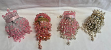 4 enfeites vintage de lustre de bola de chá com miçangas, feitos à mão comprar usado  Enviando para Brazil