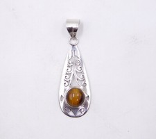 Pingente de pedra preciosa 3,30 Gm 925 prata esterlina natural olho de tigre cabine tamanho 1,80" comprar usado  Enviando para Brazil