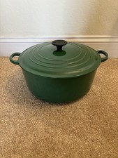 Forno holandês redondo de ferro fundido esmaltado LE CREUSET France Hunters verde 7 quartos 28 comprar usado  Enviando para Brazil