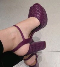 Sandálias de salto alto bloco tecido borgonha Arezzo Mya 8,5 comprar usado  Enviando para Brazil