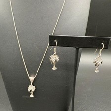 Conjunto de pingente e brinco de prata esterlina de palmeira 925 Itália 20" corrente com caixa comprar usado  Enviando para Brazil