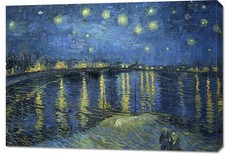 Obraz 100x70cm Gwiaździsta Noc nad Rodanem, Van Gogh Vintage na sprzedaż  PL