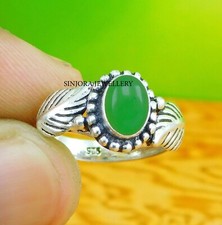 Anel de presente feito à mão de prata esterlina 925 pedra preciosa jade verde tamanho 5 a 13 EUA comprar usado  Enviando para Brazil