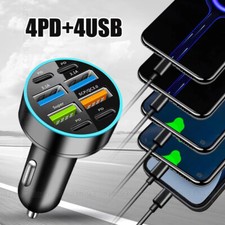 Carregador de carro 66W 4 USB+4 PD tipo C telefone adaptador de carregamento rápido acessórios preto comprar usado  Enviando para Brazil
