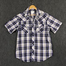 Camisa Wrangler Wrancher Masculina Grande Manga Curta Pérola Snap Roxa Cinza Xadrez comprar usado  Enviando para Brazil