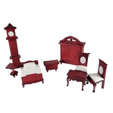 Muebles de dormitorio miniatura de madera roja de caoba cerezo para casa de muñecas 8 piezas vintage segunda mano  Embacar hacia Mexico