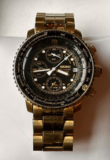SEIKO SNA414 Flightmaster 200M relógio piloto cronógrafo quartzo ouro masculino comprar usado  Enviando para Brazil