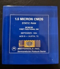 Chip raro Motorola 1.5μ SRAM – 1984 placa de exibição inovadora de engenharia, usado comprar usado  Enviando para Brazil