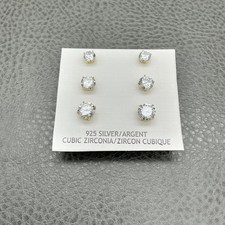 Conjunto de 3 pares de brincos femininos clássicos de prata 925 tom dourado com zircônia cúbica comprar usado  Enviando para Brazil
