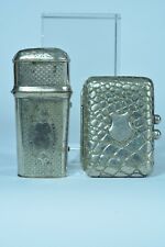 Caixa de isqueiro antiga de fósforos de porta gravada em metal 19ª coleção vitrine X 2 comprar usado  Enviando para Brazil