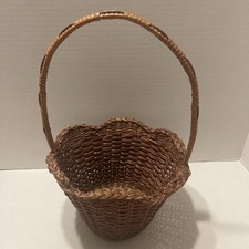 Cesta de vime vintage marrom borda recortada 14” altura x 8” diâmetro, 5-1/2 profundidade comprar usado  Enviando para Brazil