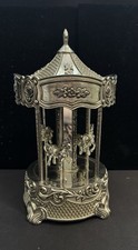 CAIXA DE MÚSICA VINTAGE CARROSSEL CORDA WALLACE OURIVES BANHADA A PRATA PESADA comprar usado  Enviando para Brazil