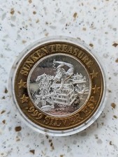 Usado, Royal Caribbean Cruise Line $10 Token Sunken Treasure .999 prata incrustada MOEDA CHI comprar usado  Enviando para Brazil