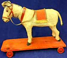 Usado, Brinquedo de puxar burro alemão vintage da década de 1930 com rodas móveis 10" comprar usado  Enviando para Brazil