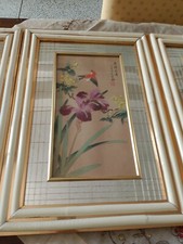 N.4 Quadri Arte Orientale Vintage Acquarello Asiatico Su Carta Di Seta Con... comprar usado  Enviando para Brazil