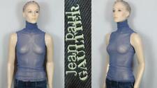 Blusa Regata JEAN PAUL GAULTIER Itália Azul Rede Transparente Malha Sem Mangas P comprar usado  Enviando para Brazil