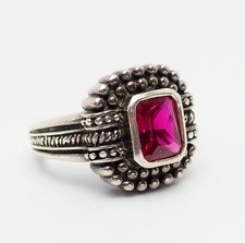 Usado, Elegante anel de cristal retangular vintage prata esterlina vermelho tamanho 6,25 comprar usado  Enviando para Brazil